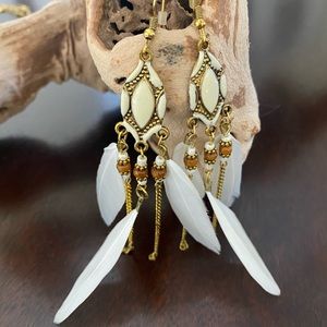 White Feather Earrings